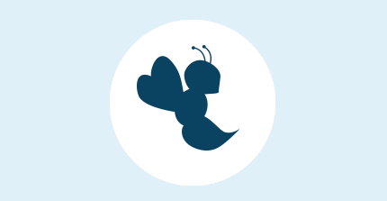 Logo von Pad.UP - eine blaue Biene