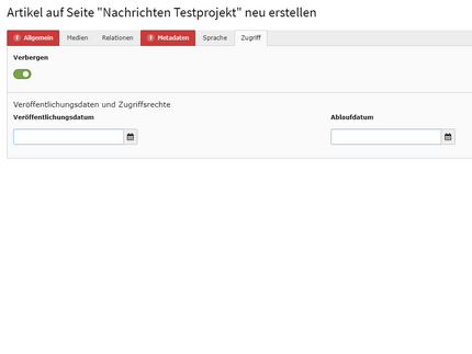 Ansicht des Tabs Zugriff