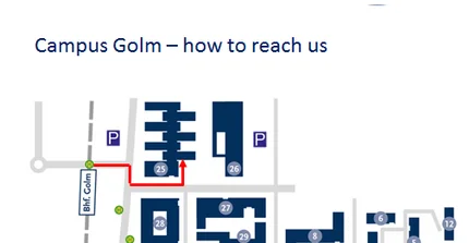 Map of Campus Golm with arrow pointing to House 25
