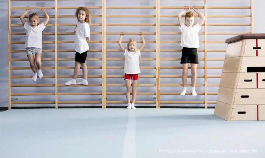 Kinder an der Sprossenwand