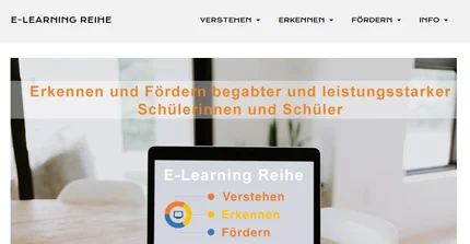 Screenshot der Startseite der Website "Begabung erkennen und fördern"