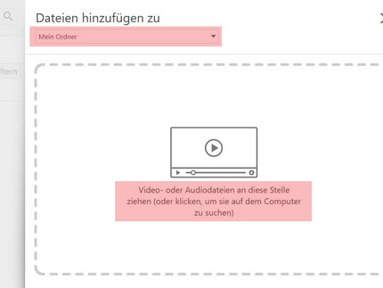 Optionen zum Hochladen einer Datei