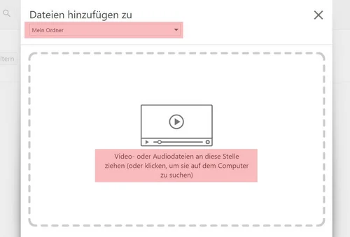 Optionen zum Hochladen einer Datei