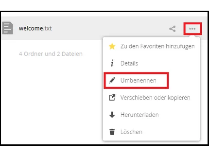 Funktion Umbennen in Box.UP