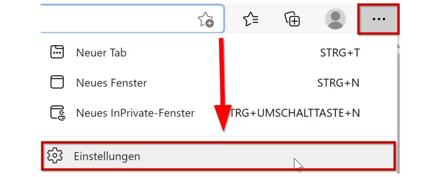Browser Edge Menü und Einstellungen