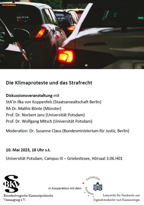 Verantaltungsplakat: Klimaproteste und Strafrecht