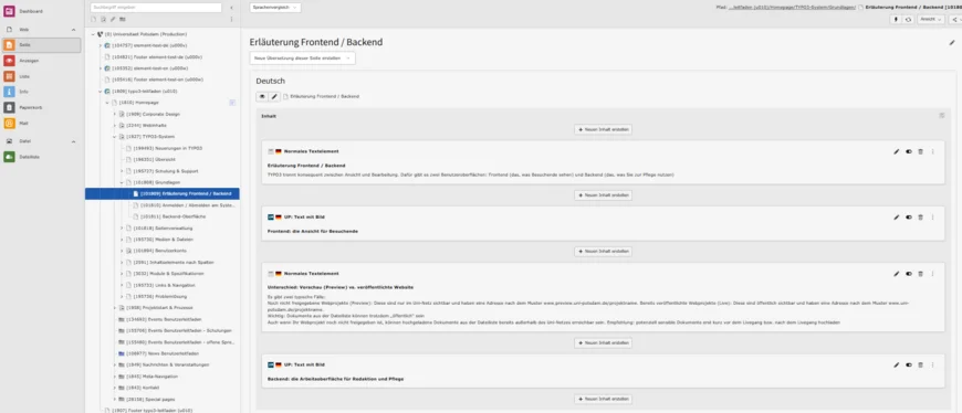 Die Ansicht des TYPO3-Backends.