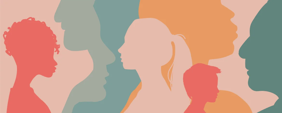 Bunte Silhouetten von Menschenköpfen