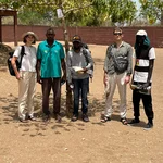 Part of the DakE team installing a small sensor in the garden of an elementary school in a small and remote village.