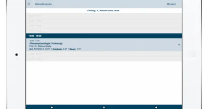 Startseite auf dem Tablet