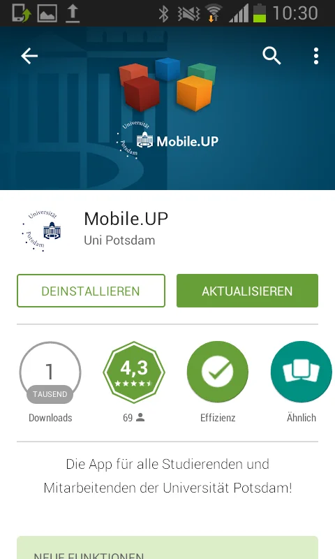 Mobile.UP App in der Detailansicht im Play Store