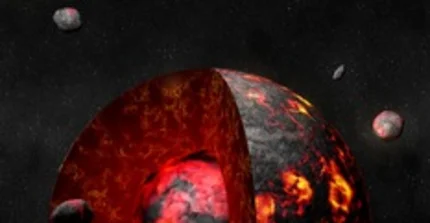 Schematische Darstellung der Erde vor 4.5 Milliarden Jahren