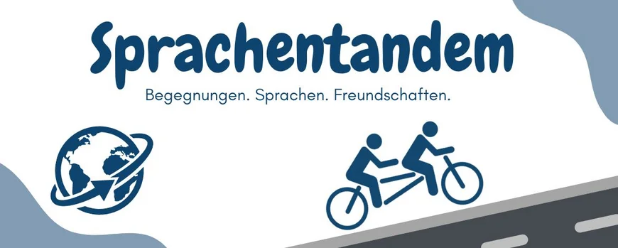 Grafik mit Weltkugel und Tandemfahrrad