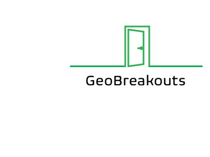 minimalistisch gezeichnete, offene Tür mit der Unterschrift: GeoBreakouts