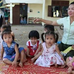 Group of girls waiting for measurement