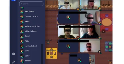 Screenshot:The list of participants on the left and on the right pictures of the participants talking to each other