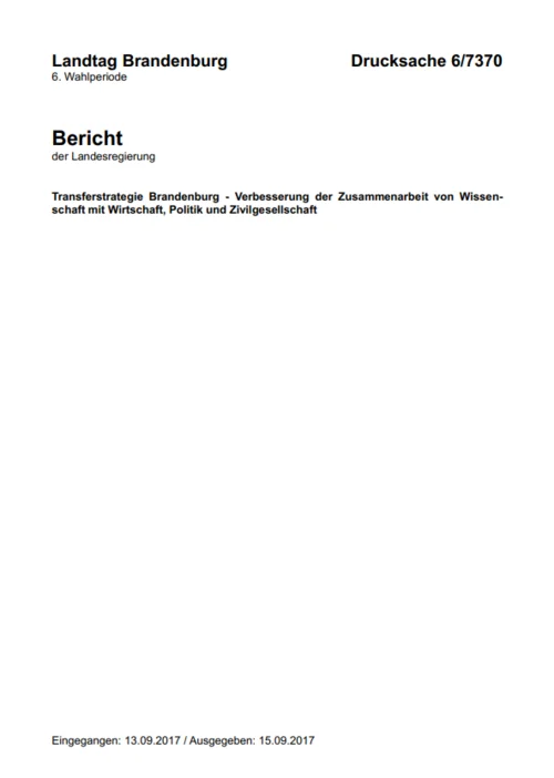 Das Cover der Strategiepapiere des Landes Brandenburg