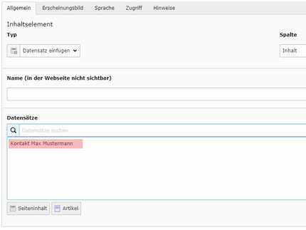 Seiteninhalt wurde dem Datensatz hinzugefügt
