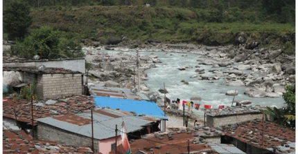 Seti Khola River in informal settlement in Pokhara