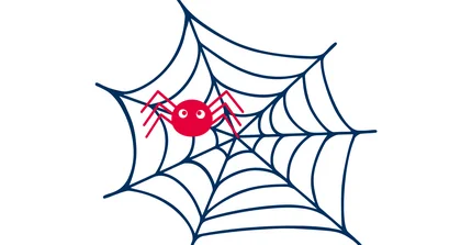 Rote Spinne im Spinnennetz.