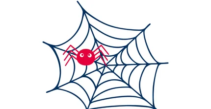 Rote Spinne im Spinnennetz.