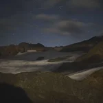Night view out of the mountain hut.