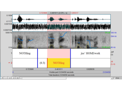 Analysis of segments 02-04 of the excerpt in PRAAT