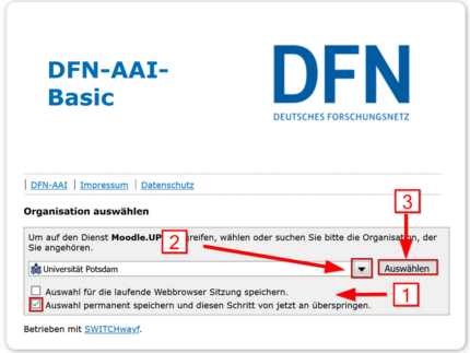 Anmeldemaske DFN-AAI