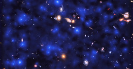 Beobachtungen mit dem MUSE-Spektrographen am Very Large Telescope der ESO zeigen riesige kosmische Reservoirs von atomarem Wasserstoff, die ferne Galaxien umgeben. Foto: ESO/Lutz Wisotzki et al.