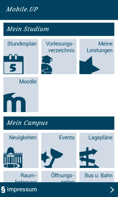 Startseite der Mobile.UP App auf dem Smartphone