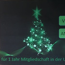 grün erleuchteter Weihnachtsbaum auf schwarzem Hintergrund