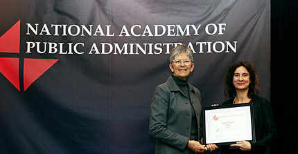 Sabine Kuhlmann being inducted as a National Academy of Public Administration Fellow.
