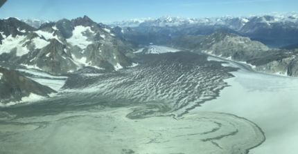 Rock avalanche onto a Lamplugh Glacier, September 2022. Photo by Georg Veh