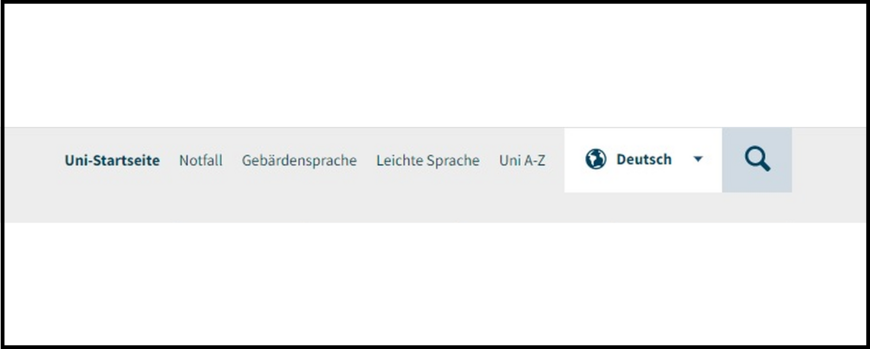 Das sind die Menü-Punkte für Gebärdensprache und Leichte Sprache ganz oben rechts.