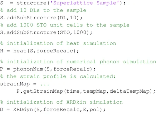 A few lines of Matlab code from the udkm1Dsim numerical toolbox
