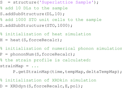 A few lines of Matlab code from the udkm1Dsim numerical toolbox