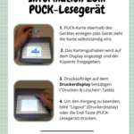 Anweisung zum Benutzen des PUCK-Lesegerätes zum Drucken, Kopieren und Scannen