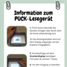 Anweisung zum Benutzen des PUCK-Lesegerätes zum Drucken, Kopieren und Scannen