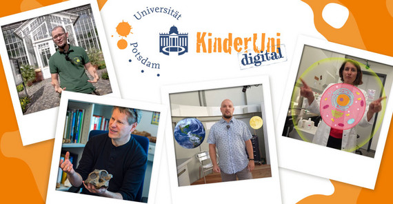 Kinder-Uni digital – Videovorlesungen bringen Labor, Sternwarte und Botanik ins Klassenzimmer | Collage: PÖ / Fotos & Videos: ZIM