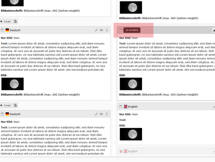 Ablesen der ID des Inhaltselements