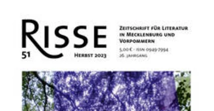 Titelseite der Literaturzeitschrift Risse in Blau mit Baumabbildung
