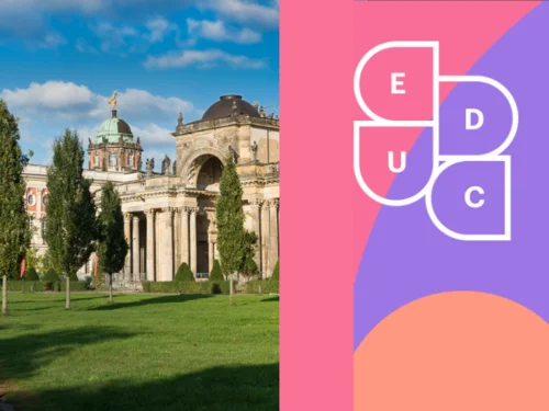 Collage aus Neuem Palais und EDUC Logo