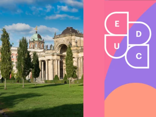 Collage aus Neuem Palais und EDUC Logo