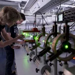 Students in a practical course on physics, 2011