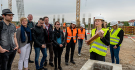 Prof. Dr. Ulrike Lucke, Geschäftsführende Leiterin des Instituts für Informatik und Computational Science bei der Grundsteinlegung des Institutsneubaus in Golm. Foto: Tobias Hopfgarten.