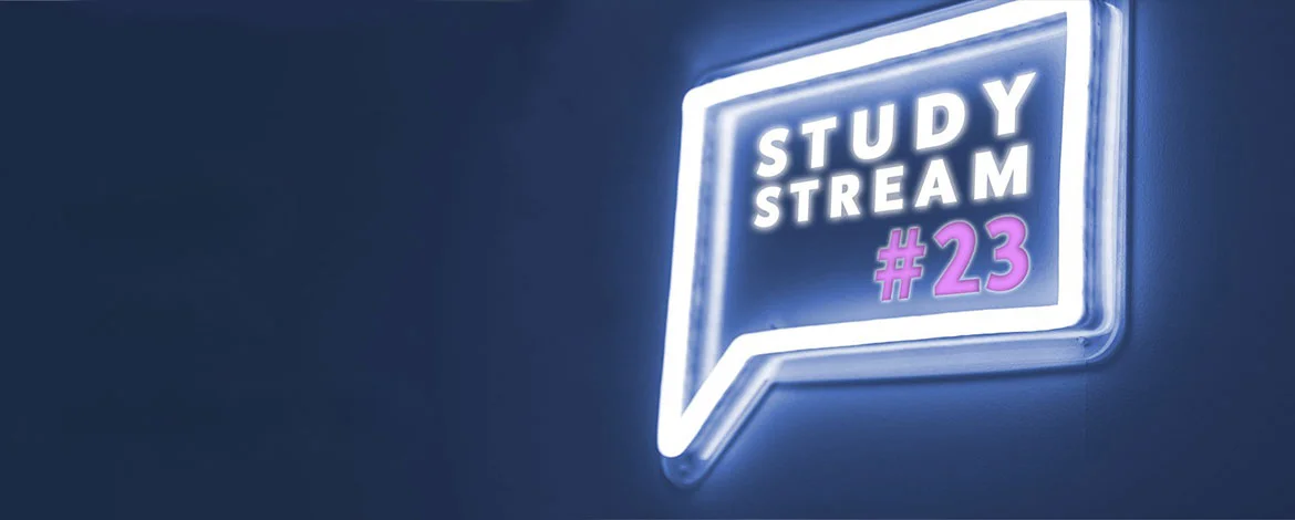 Neon-Anzeigemit dem Text "StudyStream #23". - 