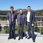 Foto: U. Lucke. Vom Glockenturm blickt man über den Berkeley Campus bis zur Golden Gate Bridge.