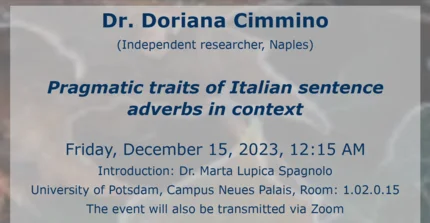 Preview Flyer von der Präsentation von Dr. Doriana Cimmino am 15.12.2023