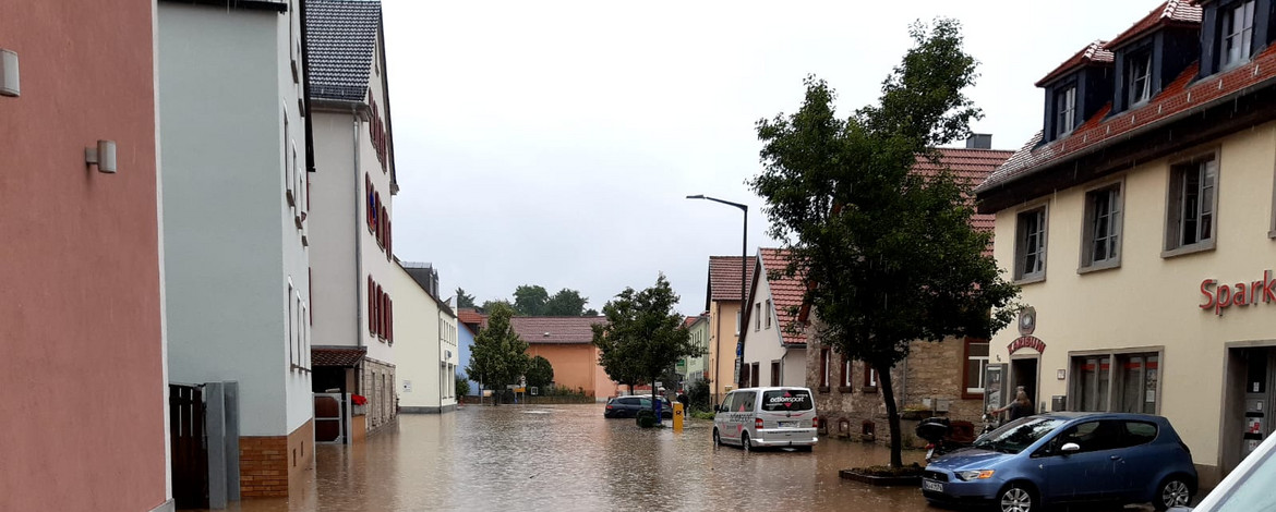 Starkregenereignis im Juli 2021 führte zu Überflutungen im Würzburger Süden