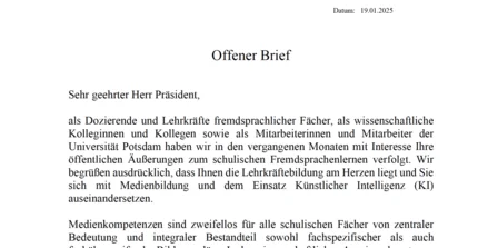 offener Brief Legitimität der zweiten schulischen Fremdsprache